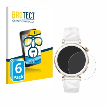 Face avant d’un emballage produit avec le logo de la marque BROTECT. À côté, l’appareil Huawei Watch GT 5 Pro (42 mm) est repr