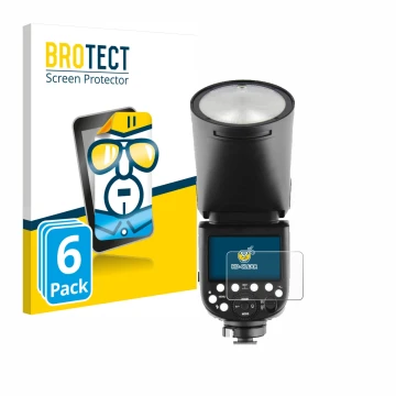 Face avant d’un emballage produit avec le logo de la marque BROTECT. À côté, l’appareil Godox TT685 II est représenté avec la 