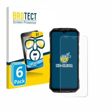 Face avant d’un emballage produit avec le logo de la marque BROTECT. À côté, l’appareil Doogee V Max Plus est représenté avec 