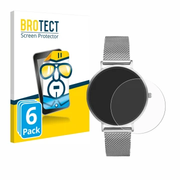Face avant d’un emballage produit avec le logo de la marque BROTECT. À côté, l’appareil Xcoast X-Watch Siona 2 Nano est représ