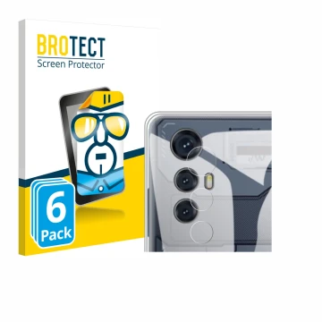 Face avant d’un emballage produit avec le logo de la marque BROTECT. À côté, l’appareil Cubot Max 5 (Caméra UNIQUEMENT) est re