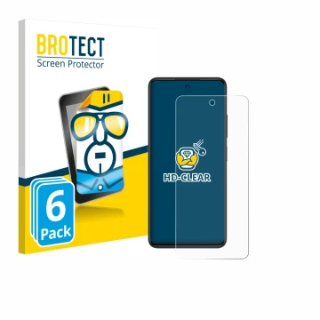 Face avant d’un emballage produit avec le logo de la marque BROTECT. À côté, l’appareil ZTE Blade A75 4G est représenté avec l