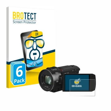 Face avant d’un emballage produit avec le logo de la marque BROTECT. À côté, l’appareil Panasonic HC-VX3 est représenté avec l