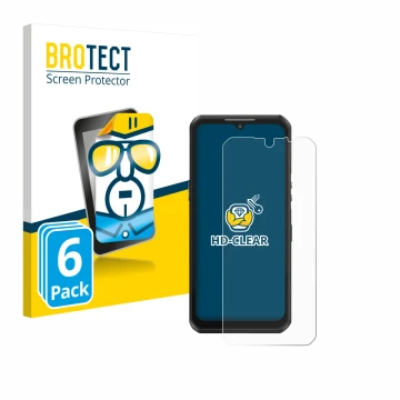 Face avant d’un emballage produit avec le logo de la marque BROTECT. À côté, l’appareil Oukitel WP39 est représenté avec la pr