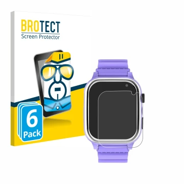 Face avant d’un emballage produit avec le logo de la marque BROTECT. À côté, l’appareil Jubunrer Kids Smartwatch est représent