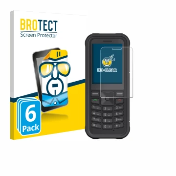 Face avant d’un emballage produit avec le logo de la marque BROTECT. À côté, l’appareil Sonim XP100 est représenté avec la pro