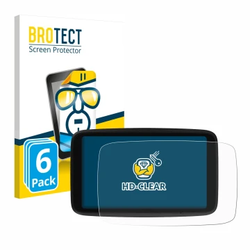 Face avant d’un emballage produit avec le logo de la marque BROTECT. À côté, l’appareil TomTom GO Advanced est représenté avec