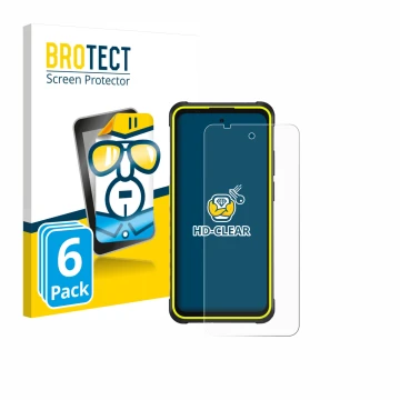 Face avant d’un emballage produit avec le logo de la marque BROTECT. À côté, l’appareil Ulefone Armor X31 Pro 5G est représent