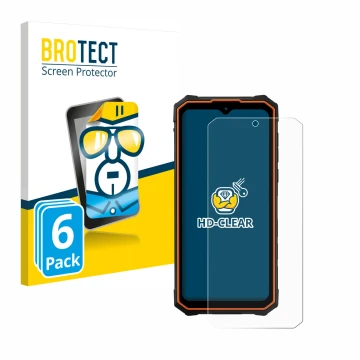 Face avant d’un emballage produit avec le logo de la marque BROTECT. À côté, l’appareil Hotwav Cyber 13 est représenté avec la