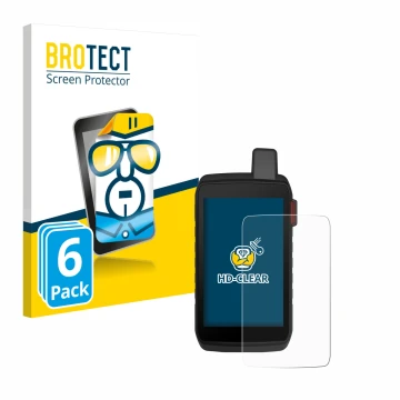 Face avant d’un emballage produit avec le logo de la marque BROTECT. À côté, l’appareil Garmin Montana 710i est représenté ave
