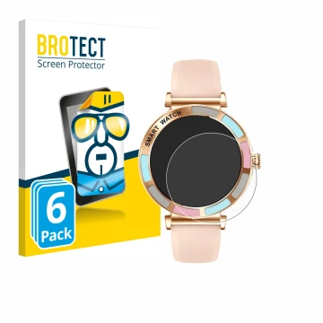 Face avant d’un emballage produit avec le logo de la marque BROTECT. À côté, l’appareil Braidol Smartwatch 1.27