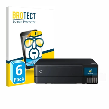 Face avant d’un emballage produit avec le logo de la marque BROTECT. À côté, l’appareil Epson EcoTank ET-8550 est représenté a