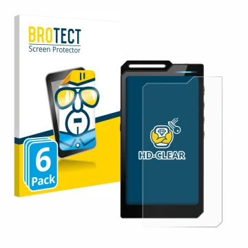Face avant d’un emballage produit avec le logo de la marque BROTECT. À côté, l’appareil Hiby R4 est représenté avec la protect