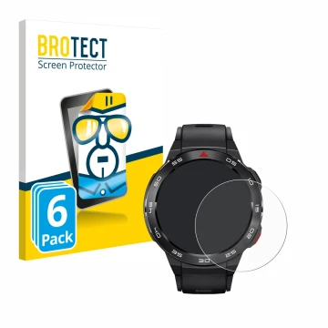 Face avant d’un emballage produit avec le logo de la marque BROTECT. À côté, l’appareil Xiaomi Mibro GS Pro est représenté ave