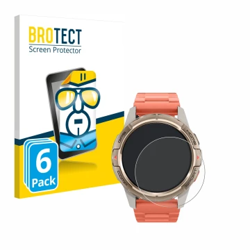 Face avant d’un emballage produit avec le logo de la marque BROTECT. À côté, l’appareil Xiaomi Mibro GS Active est représenté 