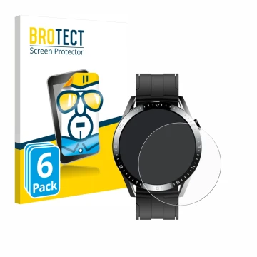 Face avant d’un emballage produit avec le logo de la marque BROTECT. À côté, l’appareil Tracer Smartwatch SM9 est représenté a