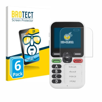 Face avant d’un emballage produit avec le logo de la marque BROTECT. À côté, l’appareil Doro Leva X10 est représenté avec la p
