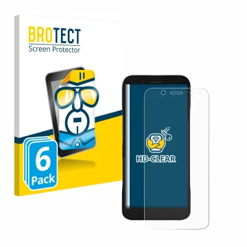 Face avant d’un emballage produit avec le logo de la marque BROTECT. À côté, l’appareil Datalogic Memor 12 est représenté avec