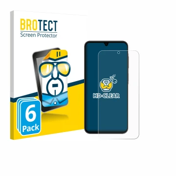 Face avant d’un emballage produit avec le logo de la marque BROTECT. À côté, l’appareil Samsung Galaxy A26 5G Enterprise Editi