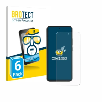 Face avant d’un emballage produit avec le logo de la marque BROTECT. À côté, l’appareil Oppo Reno 13 Pro est représenté avec l