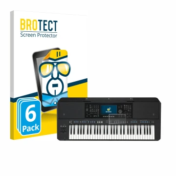 Face avant d’un emballage produit avec le logo de la marque BROTECT. À côté, l’appareil Yamaha PSR-SX720 est représenté avec l