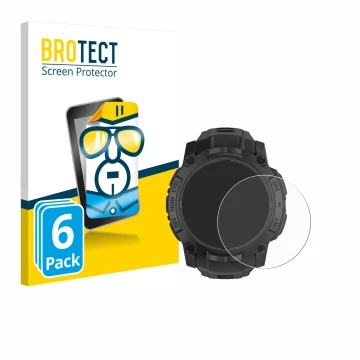 Face avant d’un emballage produit avec le logo de la marque BROTECT. À côté, l’appareil Garmin Instinct 3 Solar Tactical Editi