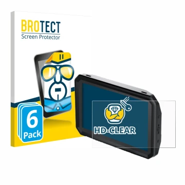 Face avant d’un emballage produit avec le logo de la marque BROTECT. À côté, l’appareil Blackmagic Design Pyxis Monitor 5