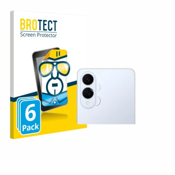 Face avant d’un emballage produit avec le logo de la marque BROTECT. À côté, l’appareil Samsung Galaxy S25 Edge (Caméra UNIQUE