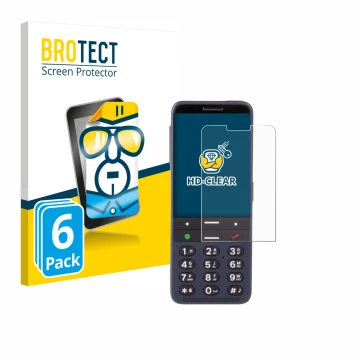 Face avant d’un emballage produit avec le logo de la marque BROTECT. À côté, l’appareil BlindShell Classic 3 est représenté av