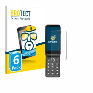 Face avant d’un emballage produit avec le logo de la marque BROTECT. À côté, l’appareil Doro Aurora A20 est représenté avec la