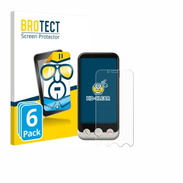 Face avant d’un emballage produit avec le logo de la marque BROTECT. À côté, l’appareil Doro Aurora A10 est représenté avec la