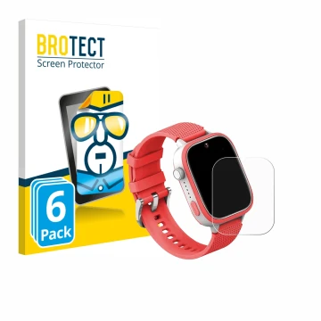 Face avant d’un emballage produit avec le logo de la marque BROTECT. À côté, l’appareil AngelTech Kids Smartwatch Ultra 1.83