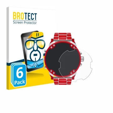 Face avant d’un emballage produit avec le logo de la marque BROTECT. À côté, l’appareil Diesel DZ7480 Mr. Daddy 2.0 est représ