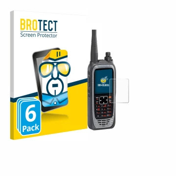 Face avant d’un emballage produit avec le logo de la marque BROTECT. À côté, l’appareil Icom IC-A25NE /IC-A25CE est représenté