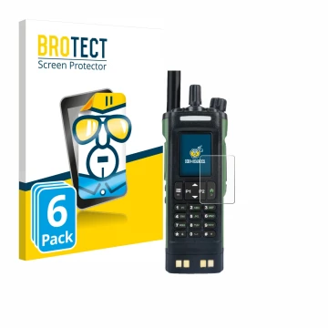 Face avant d’un emballage produit avec le logo de la marque BROTECT. À côté, l’appareil Baofeng DM-32 est représenté avec la p