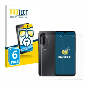 Face avant d’un emballage produit avec le logo de la marque BROTECT. À côté, l’appareil Samsung Galaxy A17 5G (Avant+Arrière) 
