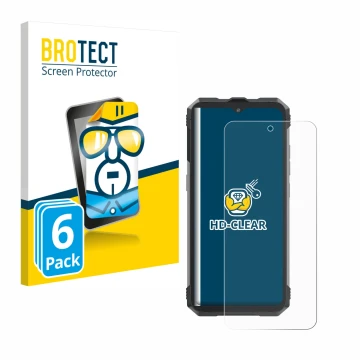 Face avant d’un emballage produit avec le logo de la marque BROTECT. À côté, l’appareil Cubot King Kong AX est représenté avec