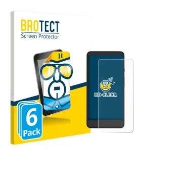 Face avant d’un emballage produit avec le logo de la marque BROTECT. À côté, l’appareil Xiaomi Moaan InkPalm Mini Plus 2 est r