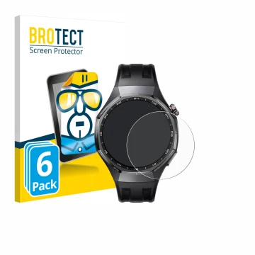 Face avant d’un emballage produit avec le logo de la marque BROTECT. À côté, l’appareil Huawei Watch GT 6 Pro (46 mm) est repr