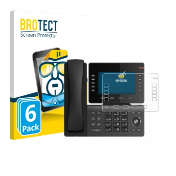 Face avant d’un emballage produit avec le logo de la marque BROTECT. À côté, l’appareil Snom D865 est représenté avec la prote