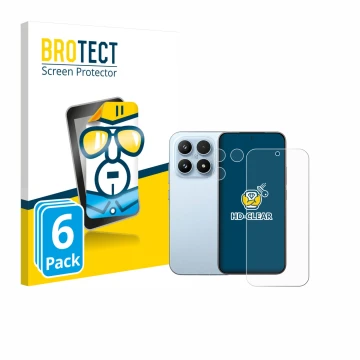 Face avant d’un emballage produit avec le logo de la marque BROTECT. À côté, l’appareil Xiaomi 17 (Avant+Caméra) est représent