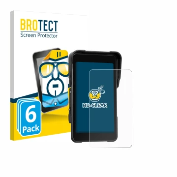 Face avant d’un emballage produit avec le logo de la marque BROTECT. À côté, l’appareil CAMECHO Motorrad Carplay 5