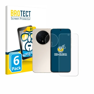 Face avant d’un emballage produit avec le logo de la marque BROTECT. À côté, l’appareil Honor Magic 8 (Avant+Caméra) est repré