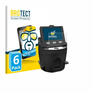 Face avant d’un emballage produit avec le logo de la marque BROTECT. À côté, l’appareil Kodak SCANZA est représenté avec la pr