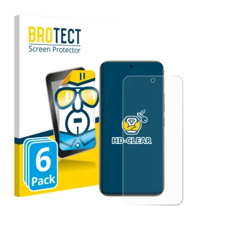 Face avant d’un emballage produit avec le logo de la marque BROTECT. À côté, l’appareil Xiaomi Redmi Note 15 Pro Plus 5G est r