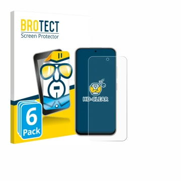 Face avant d’un emballage produit avec le logo de la marque BROTECT. À côté, l’appareil Nubia V80 Pro est représenté avec la p