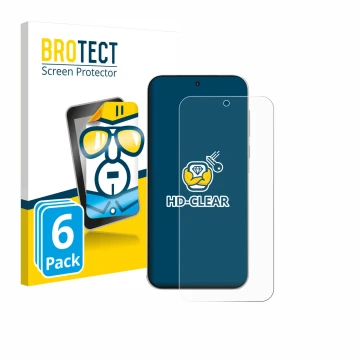 Face avant d’un emballage produit avec le logo de la marque BROTECT. À côté, l’appareil OnePlus Turbo 6V est représenté avec l