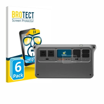 Face avant d’un emballage produit avec le logo de la marque BROTECT. À côté, l’appareil DJI Power 1000 V2 est représenté avec 