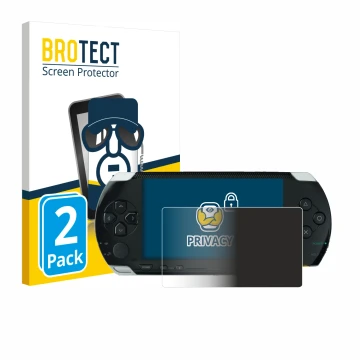 Face avant d’un emballage produit avec le logo de la marque BROTECT. À côté, l’appareil Sony PSP 1000 est représenté avec la p