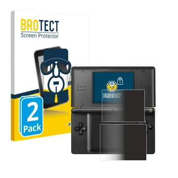 Face avant d’un emballage produit avec le logo de la marque BROTECT. À côté, l’appareil Nintendo DS LITE est représenté avec l